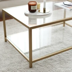 Tavolino da Salotto oro Cassetti 90x60x40h cm, un Vano - Mina