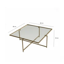 Tavolino da Salotto oro Cassetti Resistente All'appannamento 94x64x35h cm, Vani - Anna