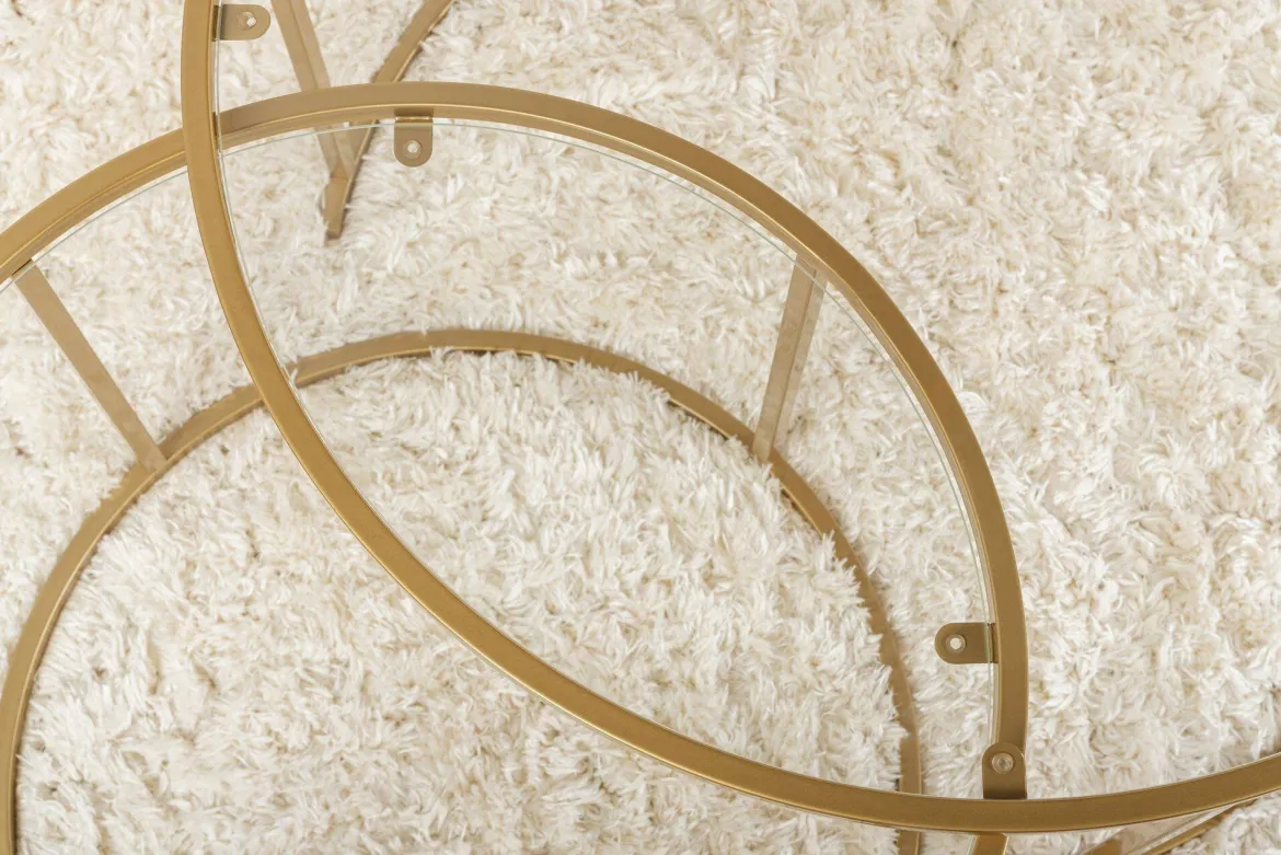 Tavolino da Salotto oro Cassetti set di 3 Tavolini Peso Massimo Supportato 10 kg 80x80x43h cm, Vani - Rowan