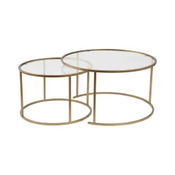Tavolino da Salotto oro Cassetti set di 3 Tavolini Peso Massimo Supportato 10 kg 80x80x43h cm, Vani - Rowan
