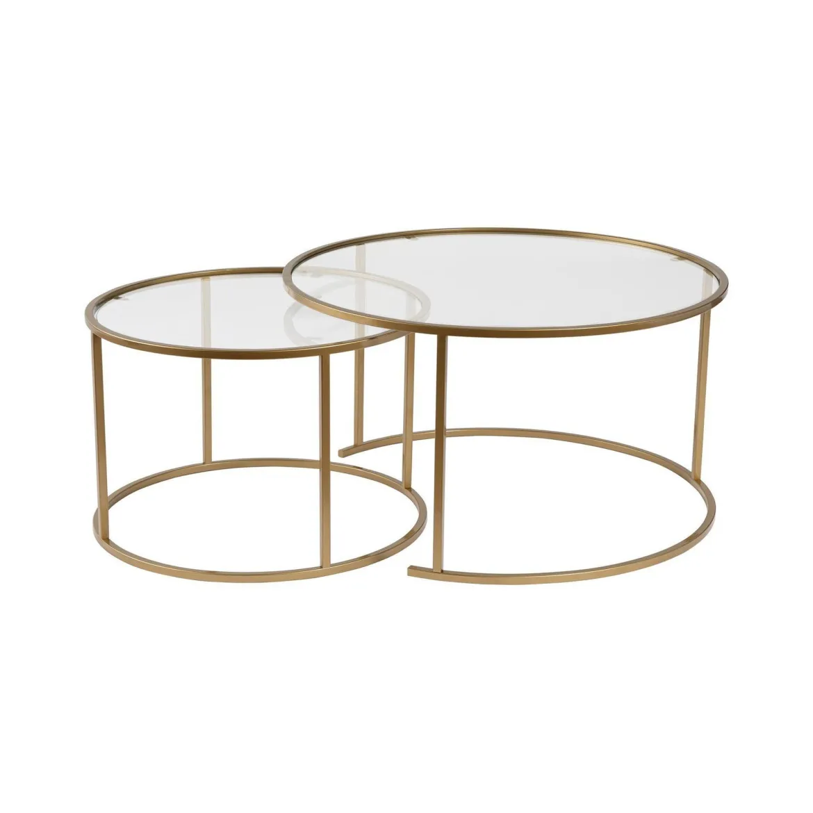 Tavolino da Salotto oro Cassetti set di 3 Tavolini Peso Massimo Supportato 10 kg 80x80x43h cm, Vani - Rowan