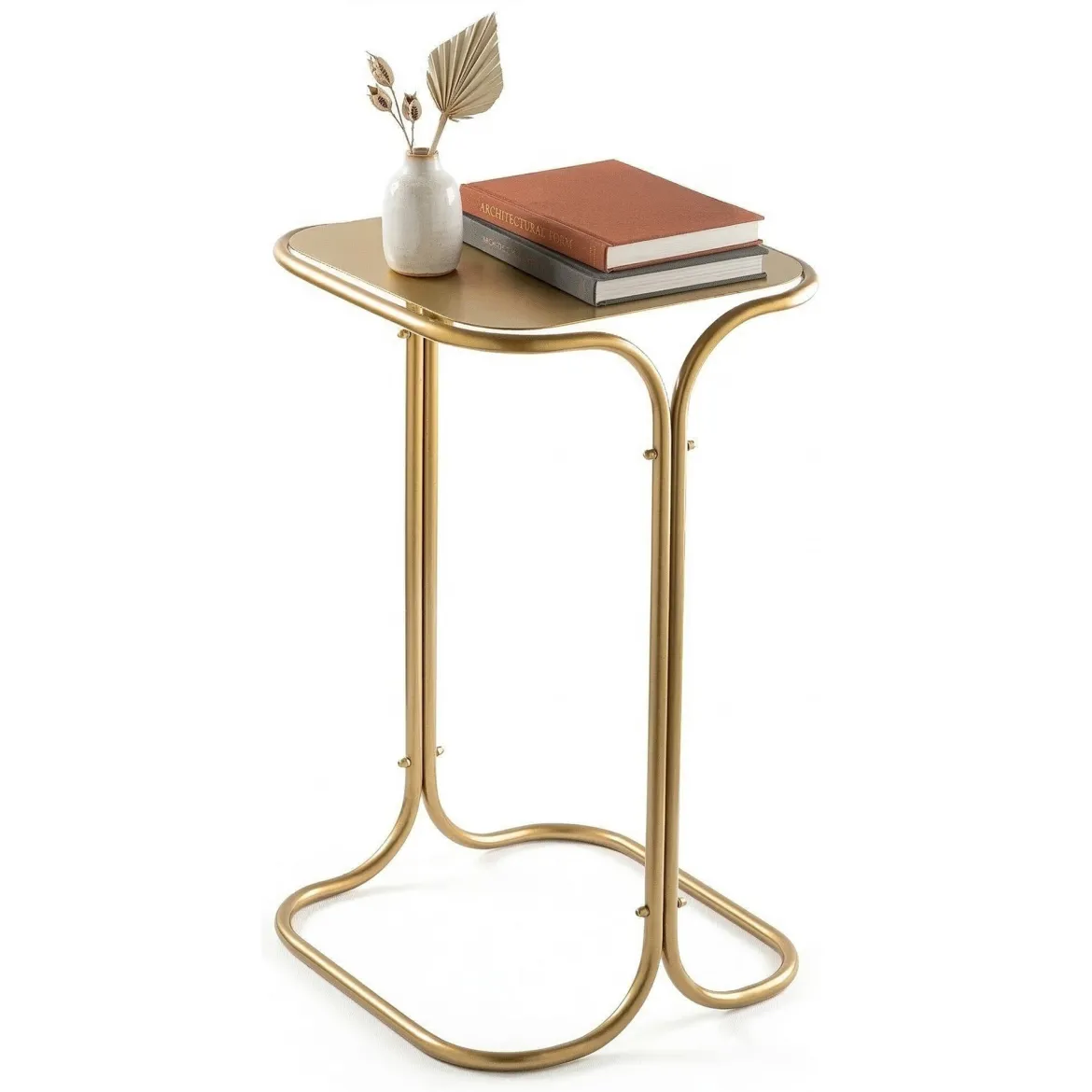 Tavolino da Salotto oro Forma Quadrato Materiale Piano in Metallo 30x30x52h cm, Colore Ripiano oro - Perrero