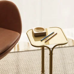 Tavolino da Salotto oro Forma Quadrato Materiale Piano in Metallo 30x30x52h cm, Colore Ripiano oro - Perrero