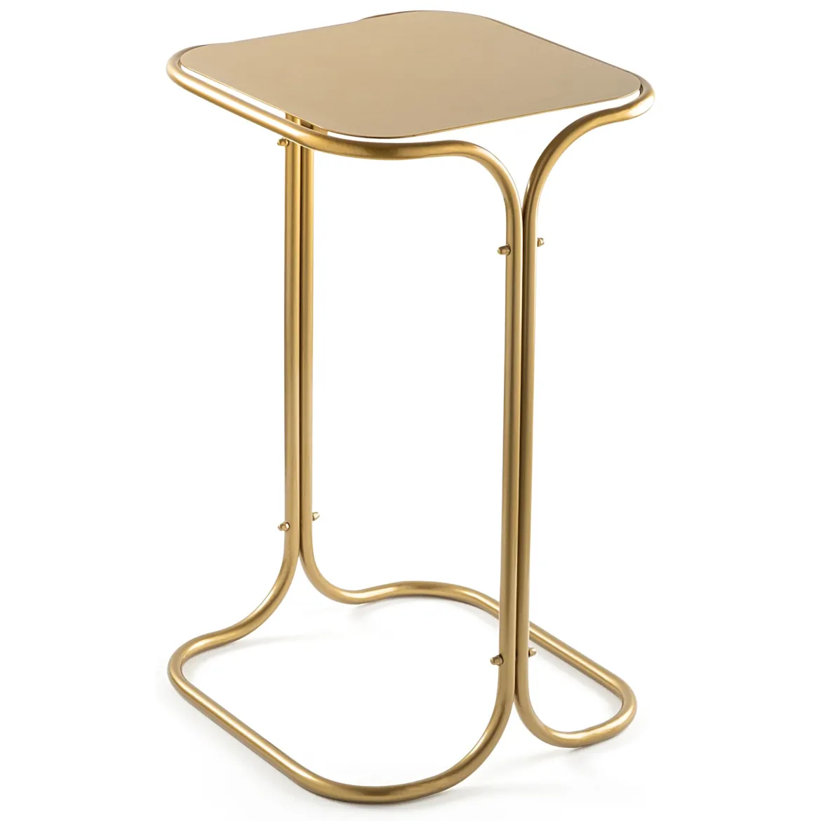 Tavolino da Salotto oro Forma Quadrato Materiale Piano in Metallo 30x30x52h cm, Colore Ripiano oro - Perrero