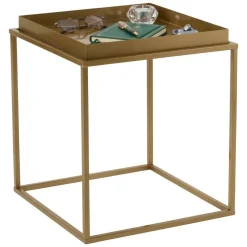 Tavolino da Salotto oro Forma Rotondo Materiale Piano in Vetro 80x80x43h cm, Colore Ripiano Trasparente - Moena