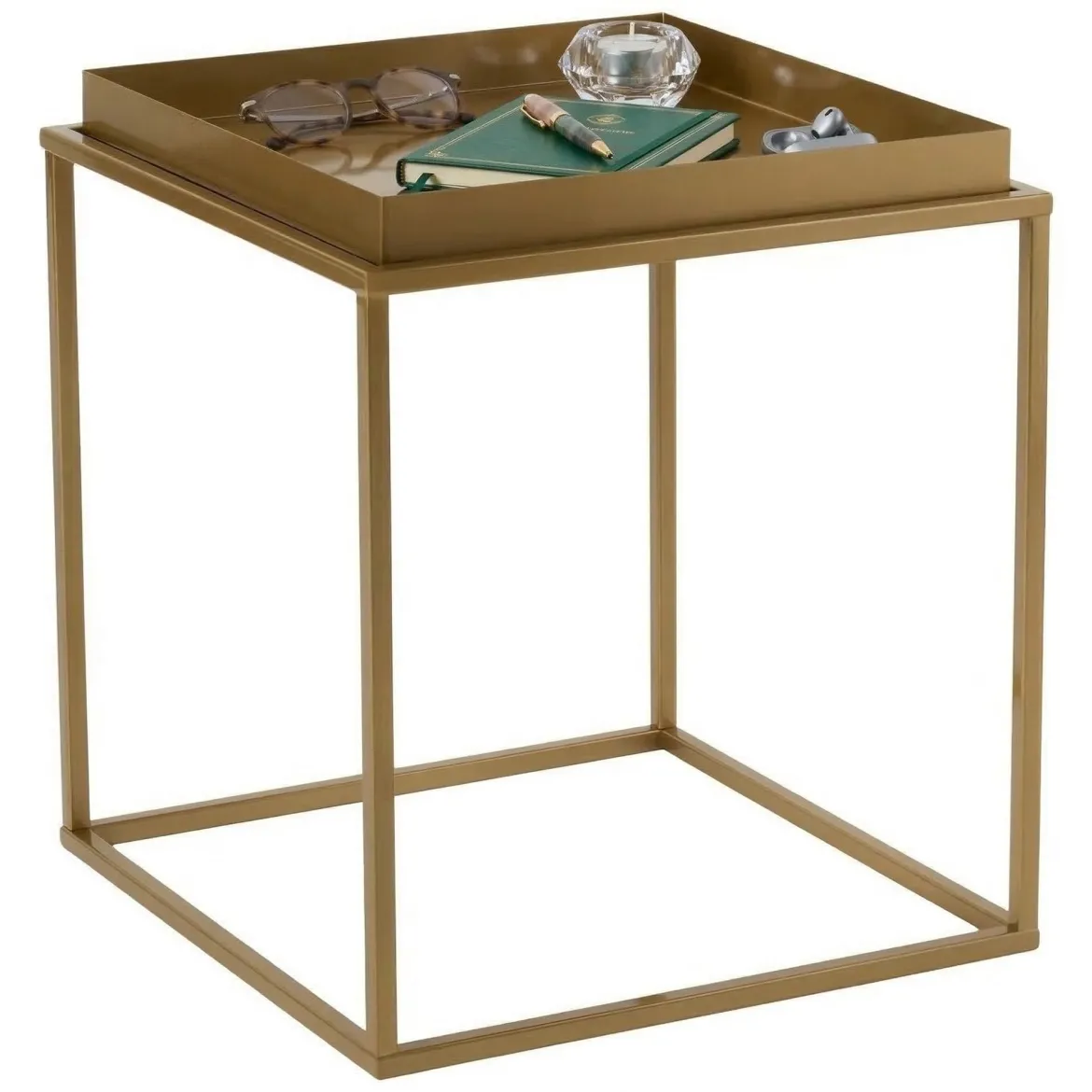 Tavolino da Salotto oro Forma Rotondo Materiale Piano in Vetro 80x80x43h cm, Colore Ripiano Trasparente - Moena