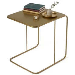Tavolino da Salotto oro Lucido Forma Rettangolare Materiale Piano in Metallo 47x46x57h cm, Colore Ripiano oro - Cattaneo
