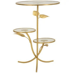 Tavolino da Salotto oro Trasparente 3 Ripiani Forma Rotondo 54x54x70h cm, Colore Ripiano Trasparente - Fana