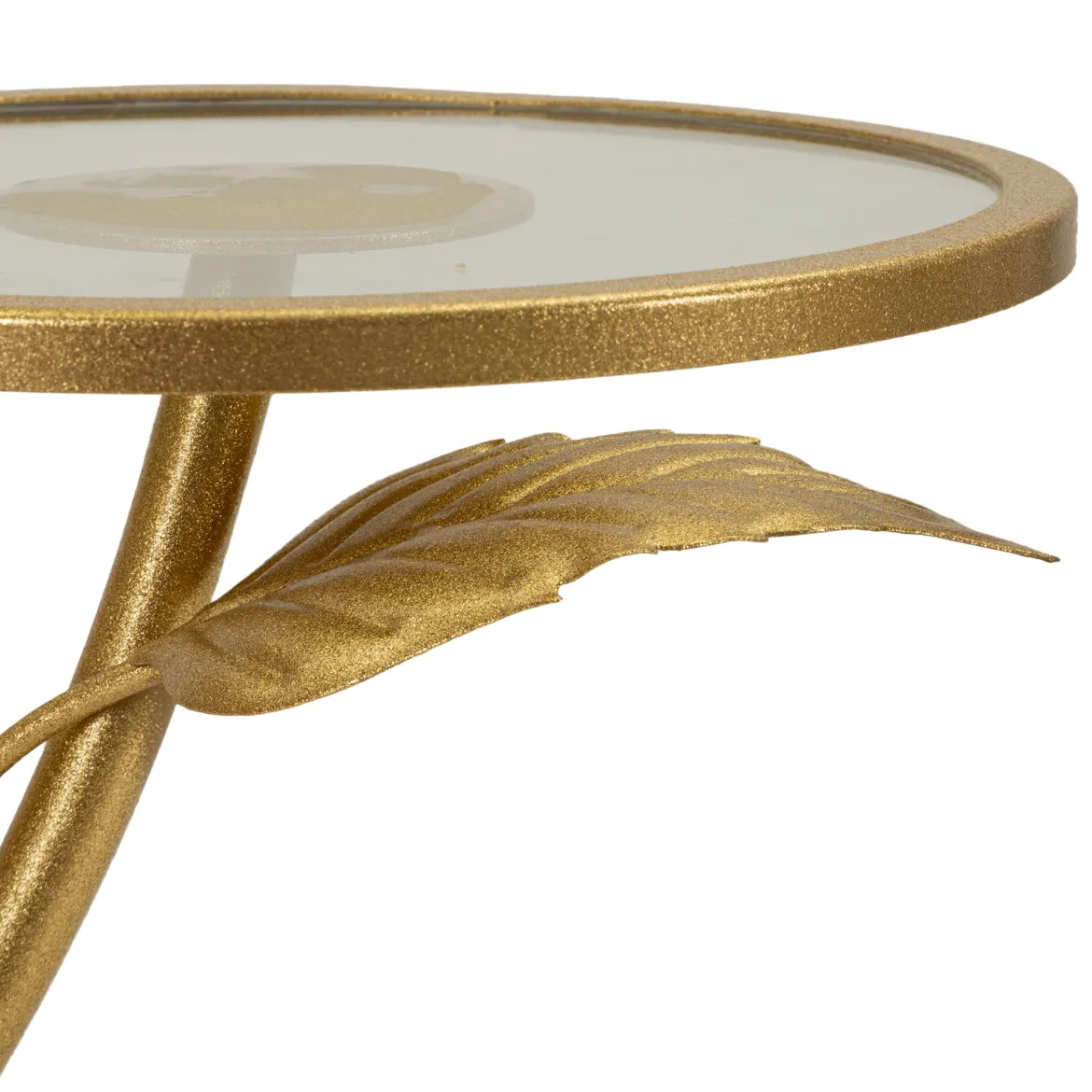 Tavolino da Salotto oro Trasparente 3 Ripiani Forma Rotondo 54x54x70h cm, Colore Ripiano Trasparente - Fana