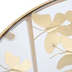 Tavolino da Salotto oro Trasparente Design con Farfalla Forma Rotondo 35x35x60h cm, Colore Ripiano Trasparente - Balesosa