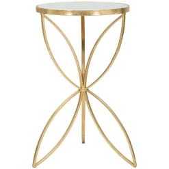 Tavolino da Salotto oro Trasparente Design con Farfalla Forma Rotondo 35x35x60h cm, Colore Ripiano Trasparente - Balesosa