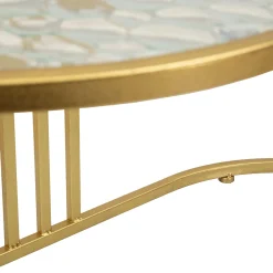 Tavolino da Salotto oro Trasparente Forma Rotondo Colore Ripiano Trasparente 38x38x60h cm, Materiale Struttura in Vetro - Amasya