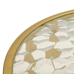 Tavolino da Salotto oro Trasparente Forma Rotondo Colore Ripiano Trasparente 38x38x60h cm, Materiale Struttura in Vetro - Amasya