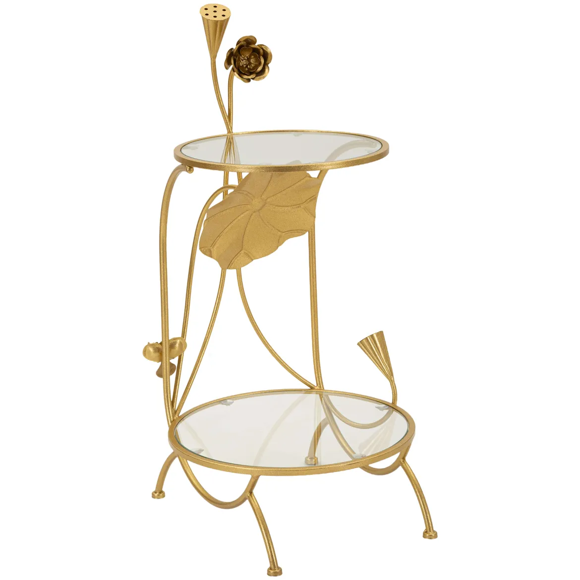 Tavolino da Salotto oro Trasparente Forma Rotondo Colore Ripiano Trasparente 40x40x81h cm, Materiale Struttura in Vetro - Datenoda