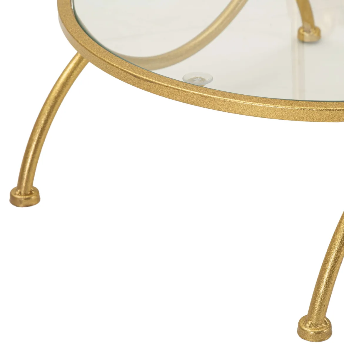 Tavolino da Salotto oro Trasparente Forma Rotondo Colore Ripiano Trasparente 40x40x81h cm, Materiale Struttura in Vetro - Datenoda