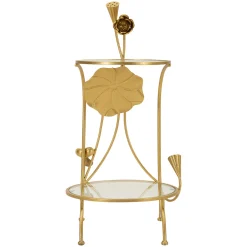 Tavolino da Salotto oro Trasparente Forma Rotondo Colore Ripiano Trasparente 40x40x81h cm, Materiale Struttura in Vetro - Datenoda