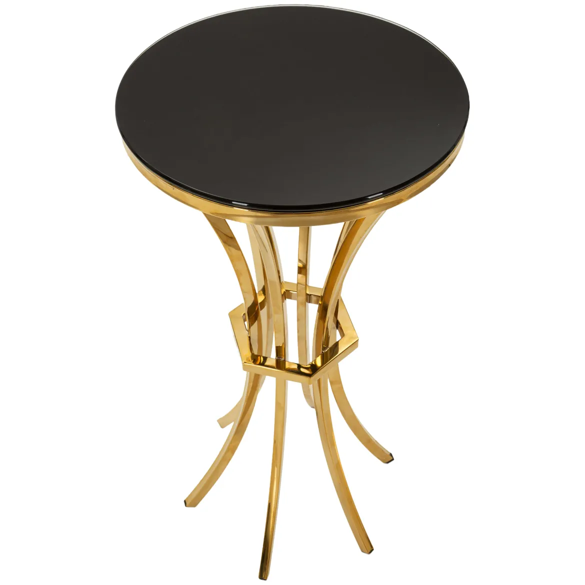 Tavolino da Salotto oro Trasparente Forma Rotondo Colore Ripiano Trasparente 40x40x81h cm, Materiale Struttura in Vetro - Datenoda