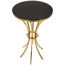 Tavolino da Salotto oro Trasparente Forma Rotondo Colore Ripiano Trasparente 50x50x92h cm, Materiale Struttura in Vetro - Datelosa