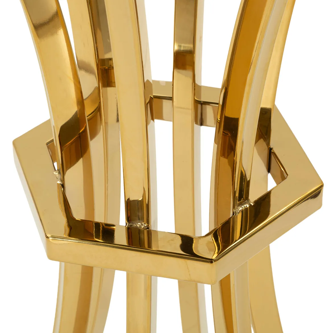 Tavolino da Salotto oro Trasparente Portatelefono Forma Rotondo 35x35x75h cm, Colore Ripiano Trasparente - Alofi