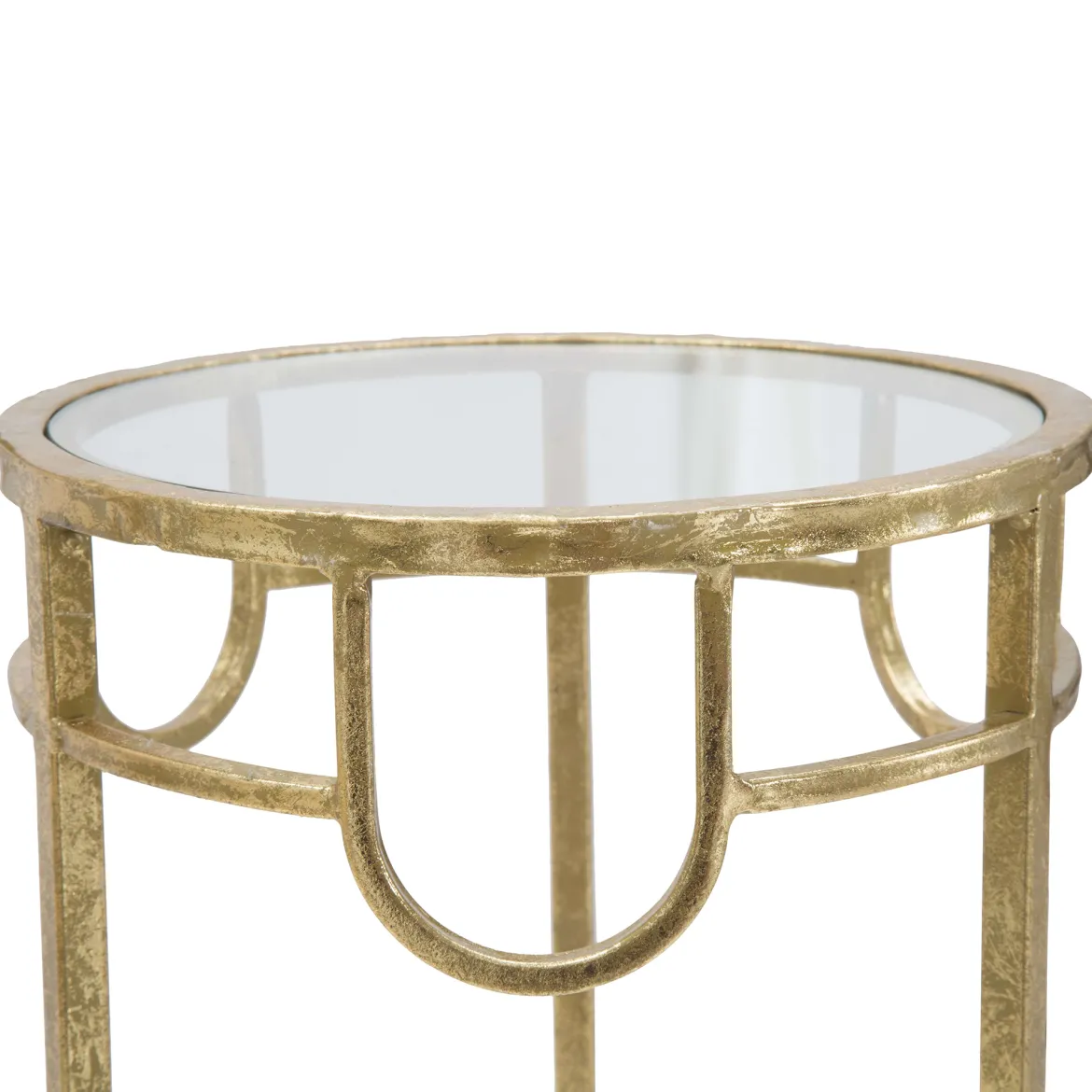 Tavolino da Salotto oro Trasparente set da 3 Portatelefono Forma Rotondo 33x33x70h cm, Colore Ripiano Trasparente - Gama