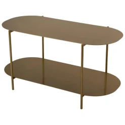Tavolino da Salotto oro un Vano Effetto Lucido 100x45x51h cm, Forma Ovale - Verzate