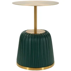 Tavolino da Salotto oro Verde Forma Rotondo Colore Ripiano oro 43x35x43h cm, Materiale Struttura in Plastica - Kep
