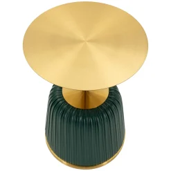 Tavolino da Salotto oro Verde Forma Rotondo Colore Ripiano oro 43x35x43h cm, Materiale Struttura in Plastica - Kep