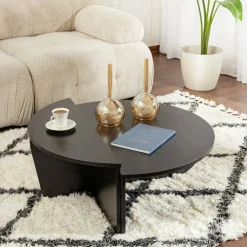 Tavolino da salotto ovale nero 90x60x35h cm - Feyre