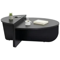 Tavolino da salotto ovale nero 90x60x35h cm - Feyre