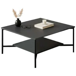 Tavolino da salotto quadrato antracite e nero 80x80x40h cm - Mia
