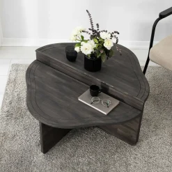 Tavolino da salotto rettangolare antracite e nero 88x50x38h cm - Tavo
