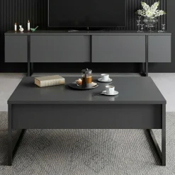 Tavolino da salotto rettangolare antracite e nero 90x60x40h cm - Lavinia