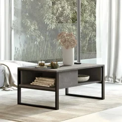 Tavolino da salotto rettangolare argento e antracite 90x60x31h cm - Ay