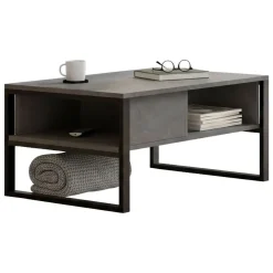 Tavolino da salotto rettangolare argento e antracite 90x60x31h cm - Ay