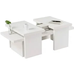 Tavolino da salotto rettangolare bianco 110x45x41h cm - Amarantha