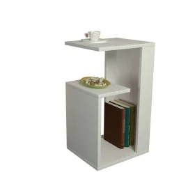 Tavolino da salotto rettangolare bianco 37x45x60h cm - Muifa