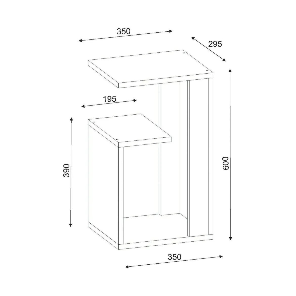 Tavolino da salotto rettangolare bianco 37x45x60h cm - Muifa