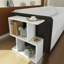 Tavolino da salotto rettangolare bianco e cemento 100x45x50h cm - Almas