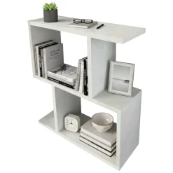 Tavolino da salotto rettangolare bianco e cemento 100x45x50h cm - Almas