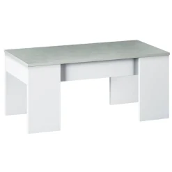 Tavolino da salotto rettangolare bianco e cemento 100x45x50h cm - Almas