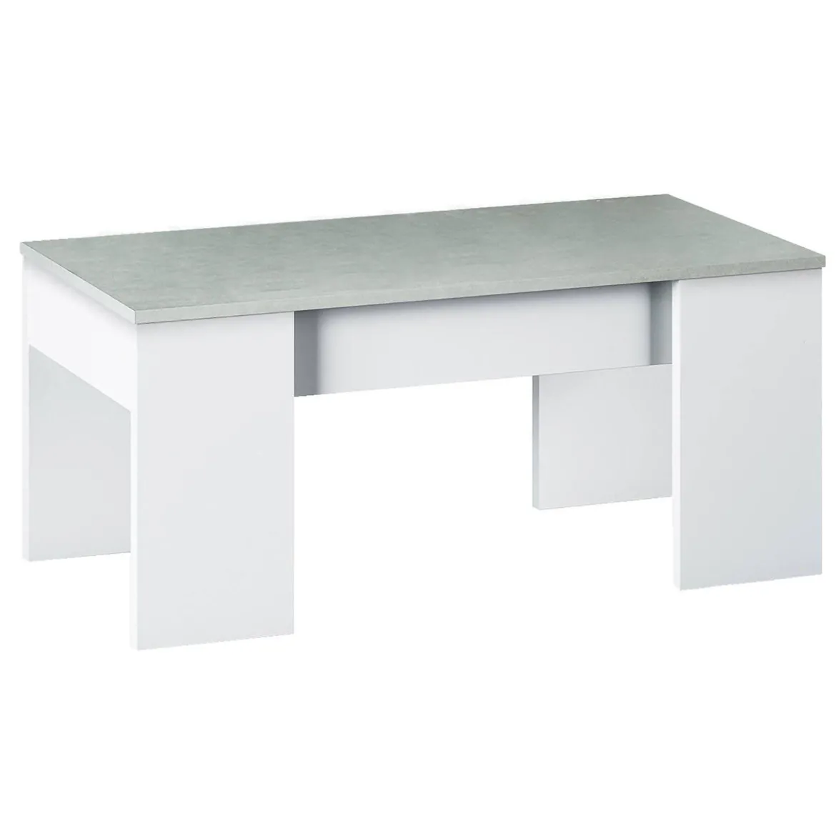 Tavolino da salotto rettangolare bianco e cemento 100x45x50h cm - Almas