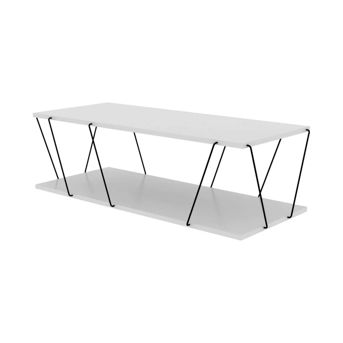 Tavolino da salotto rettangolare bianco e nero 90x60x40h cm - Vespero