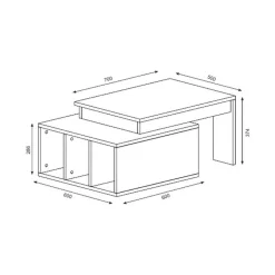 Tavolino da salotto rettangolare bianco e noce 90x60x42h cm - Langosco