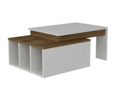 Tavolino da salotto rettangolare bianco e noce 90x60x42h cm - Langosco