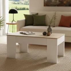 Tavolino da salotto rettangolare bianco lucido 100x43x50h cm - Almo