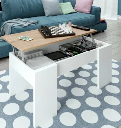 Tavolino da salotto rettangolare bianco lucido 100x43x50h cm - Almo