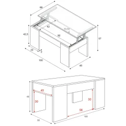 Tavolino da salotto rettangolare bianco lucido 100x55x42h cm facile da pulire - Aboronzi