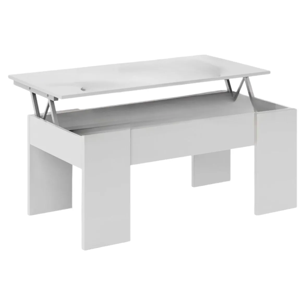 Tavolino da salotto rettangolare bianco lucido 100x55x42h cm facile da pulire - Aboronzi