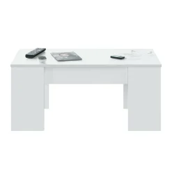 Tavolino da salotto rettangolare bianco lucido 100x55x42h cm facile da pulire - Aboronzi
