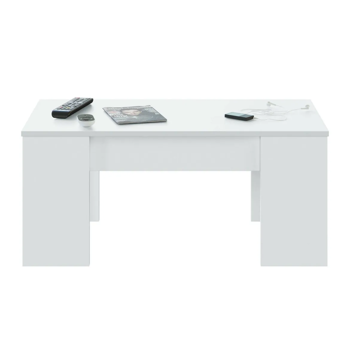 Tavolino da salotto rettangolare bianco lucido 100x55x42h cm facile da pulire - Aboronzi